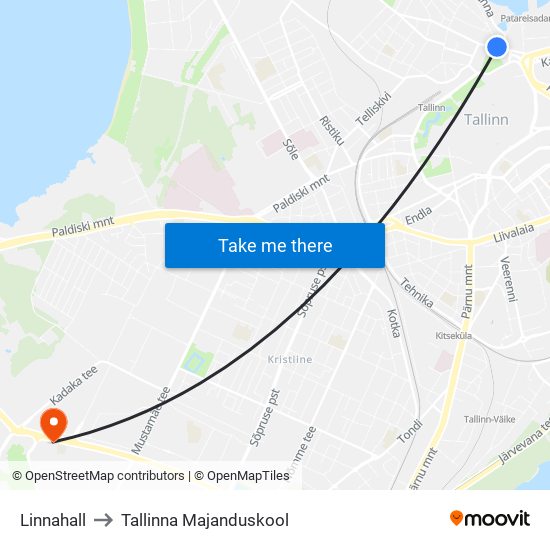 Linnahall to Tallinna Majanduskool map