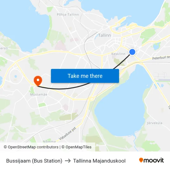 Bussijaam (Bus Station) to Tallinna Majanduskool map