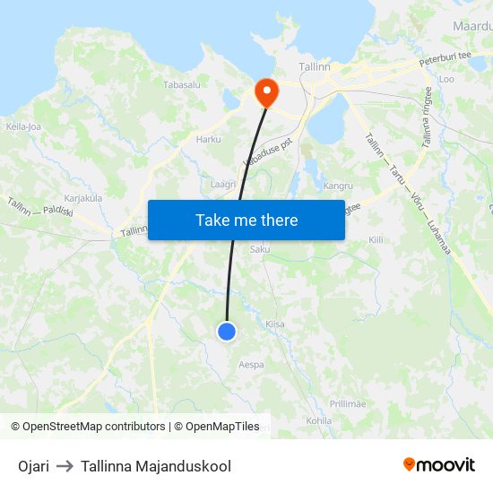 Ojari to Tallinna Majanduskool map