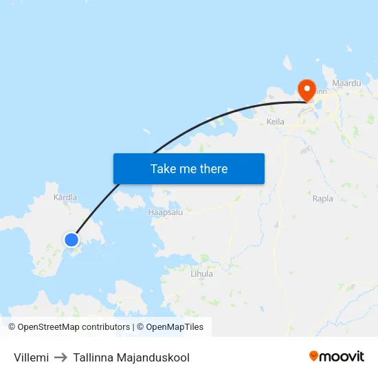 Villemi to Tallinna Majanduskool map