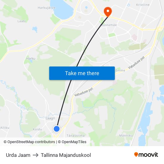 Urda Jaam to Tallinna Majanduskool map