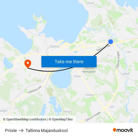 Priisle to Tallinna Majanduskool map