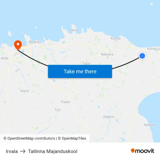Irvala to Tallinna Majanduskool map