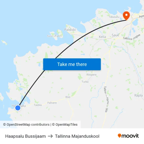 Haapsalu Bussijaam to Tallinna Majanduskool map