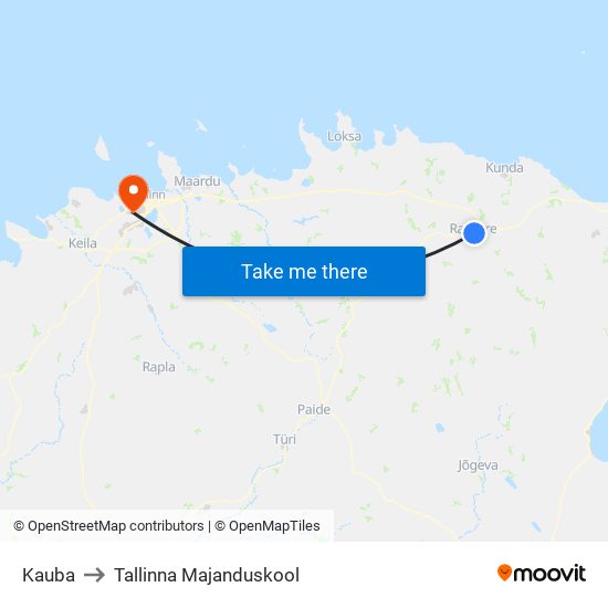 Kauba to Tallinna Majanduskool map