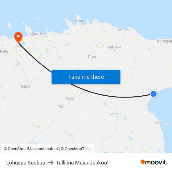 Lohusuu Keskus to Tallinna Majanduskool map