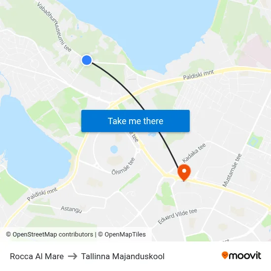 Rocca Al Mare to Tallinna Majanduskool map