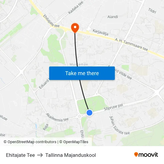 Ehitajate Tee to Tallinna Majanduskool map