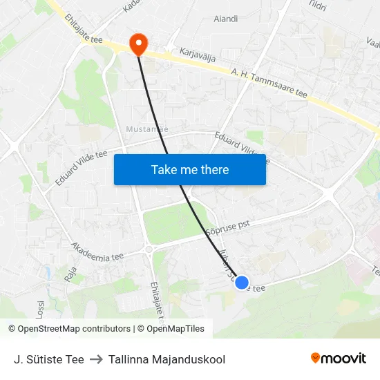 J. Sütiste Tee to Tallinna Majanduskool map