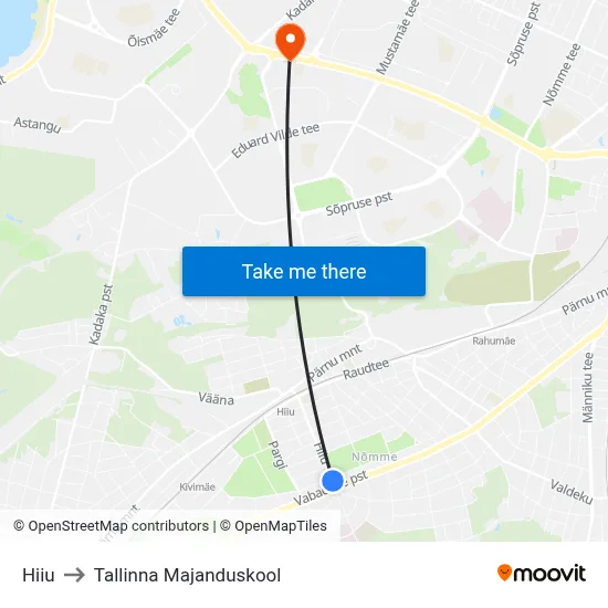 Hiiu to Tallinna Majanduskool map