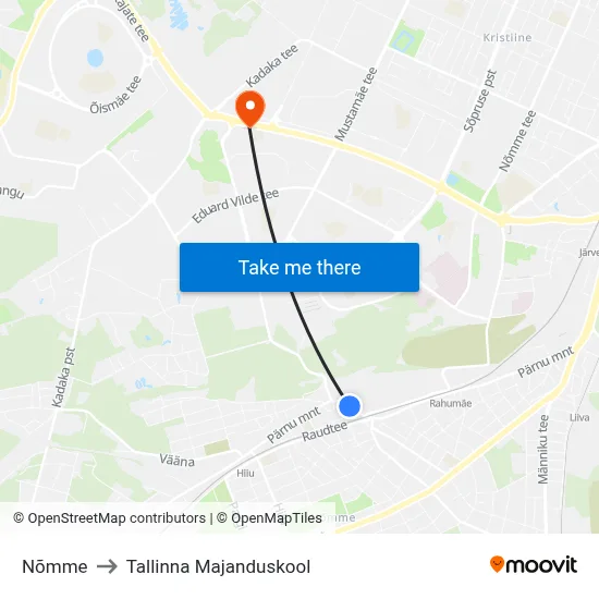 Nõmme to Tallinna Majanduskool map