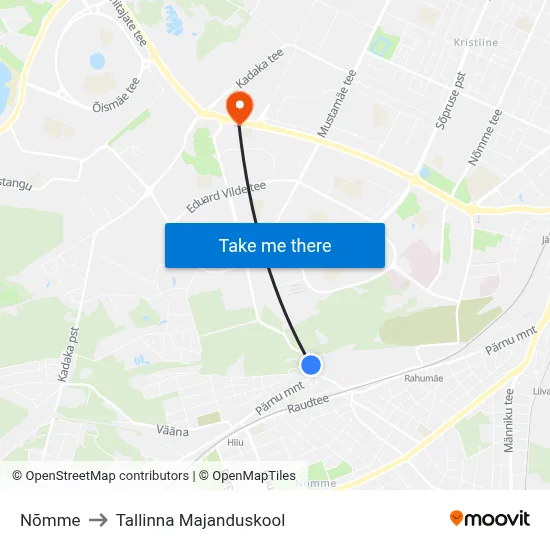 Nõmme to Tallinna Majanduskool map
