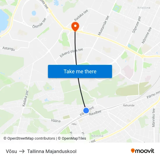 Võsu to Tallinna Majanduskool map