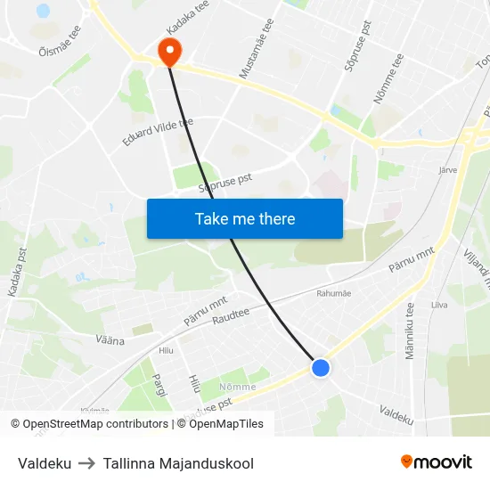 Valdeku to Tallinna Majanduskool map