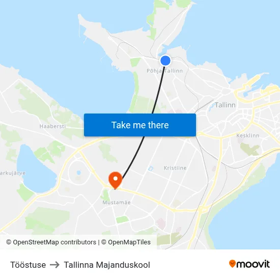 Tööstuse to Tallinna Majanduskool map