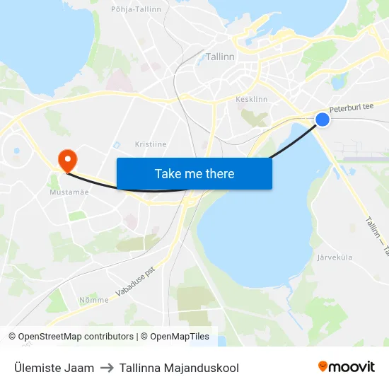 Ülemiste Jaam to Tallinna Majanduskool map
