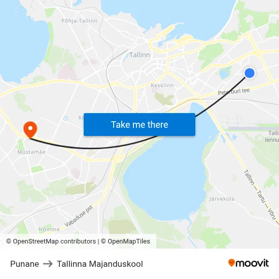 Punane to Tallinna Majanduskool map