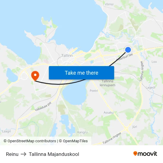 Reinu to Tallinna Majanduskool map