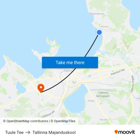Tuule Tee to Tallinna Majanduskool map