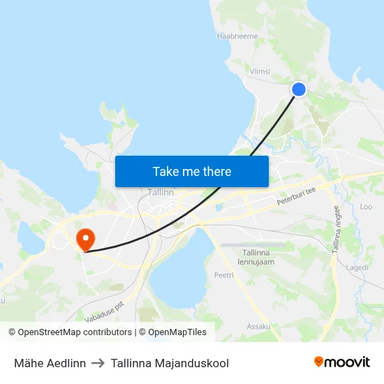 Mähe Aedlinn to Tallinna Majanduskool map