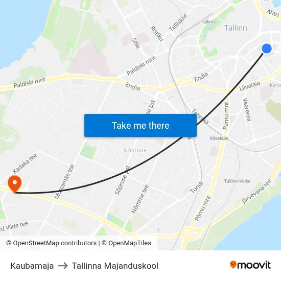 Kaubamaja to Tallinna Majanduskool map