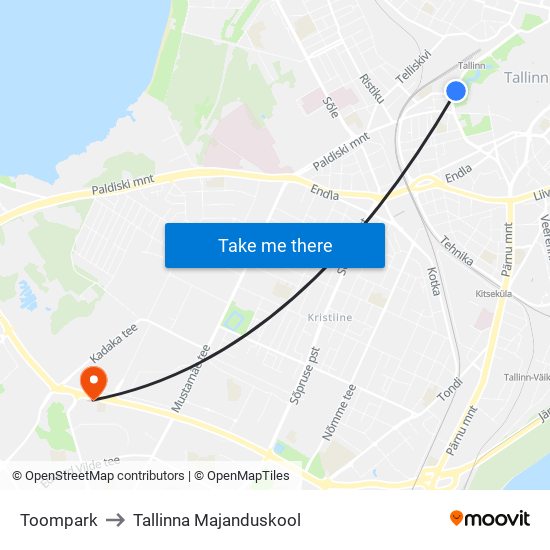 Toompark to Tallinna Majanduskool map