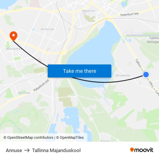 Annuse to Tallinna Majanduskool map