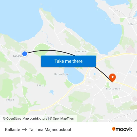 Kallaste to Tallinna Majanduskool map