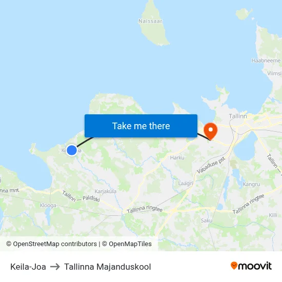 Keila-Joa to Tallinna Majanduskool map