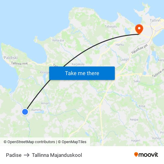 Padise to Tallinna Majanduskool map