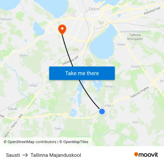 Sausti to Tallinna Majanduskool map