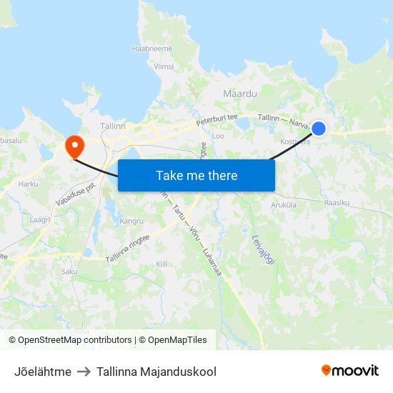 Jõelähtme to Tallinna Majanduskool map