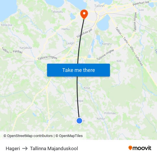 Hageri to Tallinna Majanduskool map