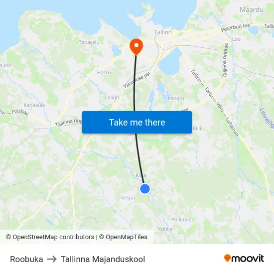 Roobuka to Tallinna Majanduskool map