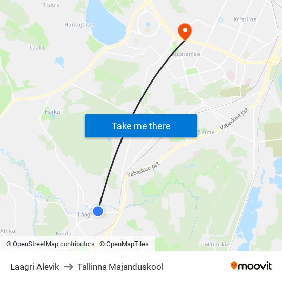Laagri Alevik to Tallinna Majanduskool map