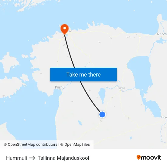 Hummuli to Tallinna Majanduskool map