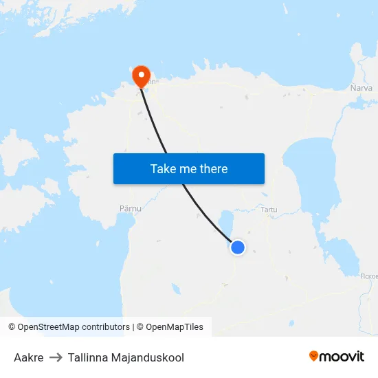 Aakre to Tallinna Majanduskool map