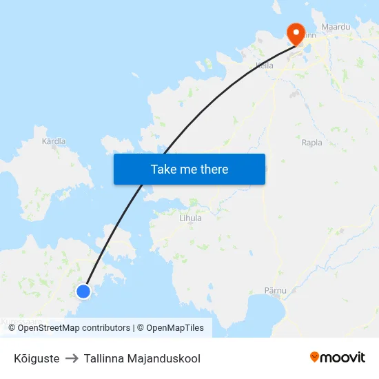 Kõiguste to Tallinna Majanduskool map