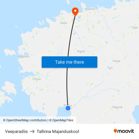 Veeparadiis to Tallinna Majanduskool map