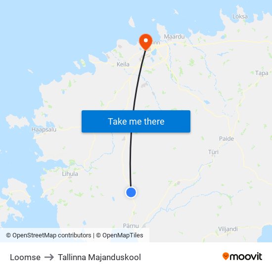 Loomse to Tallinna Majanduskool map