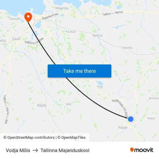 Vodja Mõis to Tallinna Majanduskool map