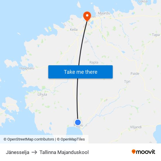 Jänesselja to Tallinna Majanduskool map