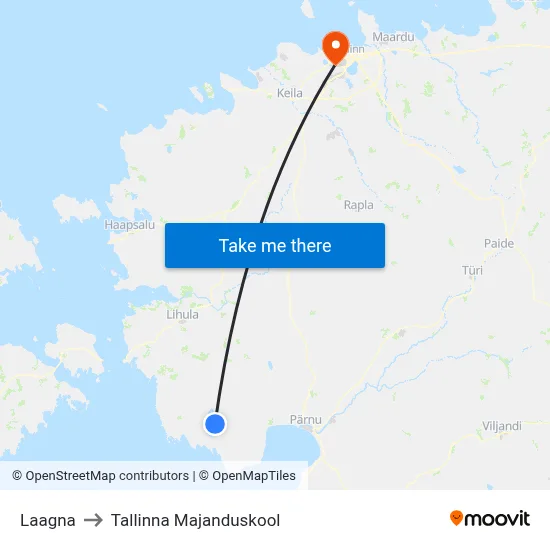 Laagna to Tallinna Majanduskool map