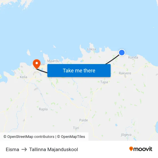 Eisma to Tallinna Majanduskool map