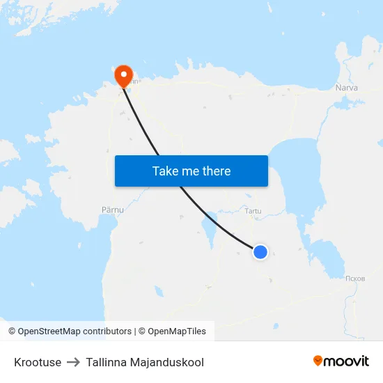Krootuse to Tallinna Majanduskool map