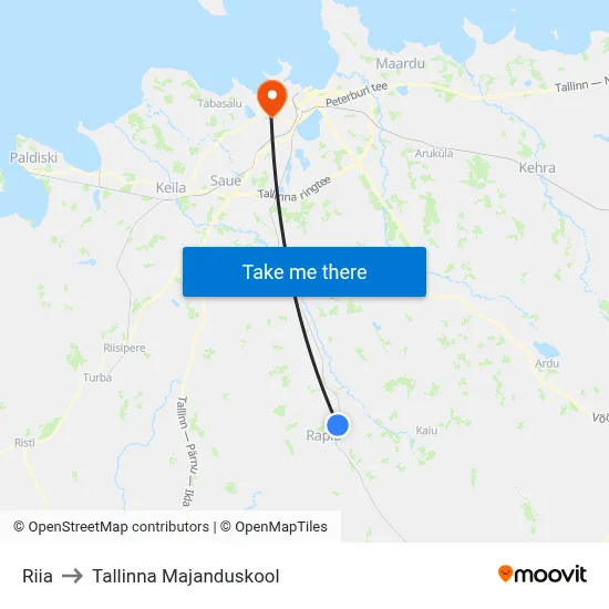 Riia to Tallinna Majanduskool map