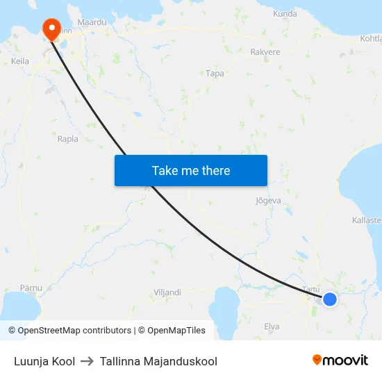 Luunja Kool to Tallinna Majanduskool map
