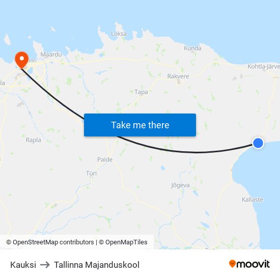 Kauksi to Tallinna Majanduskool map