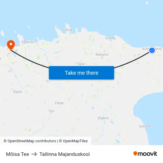 Mõisa Tee to Tallinna Majanduskool map
