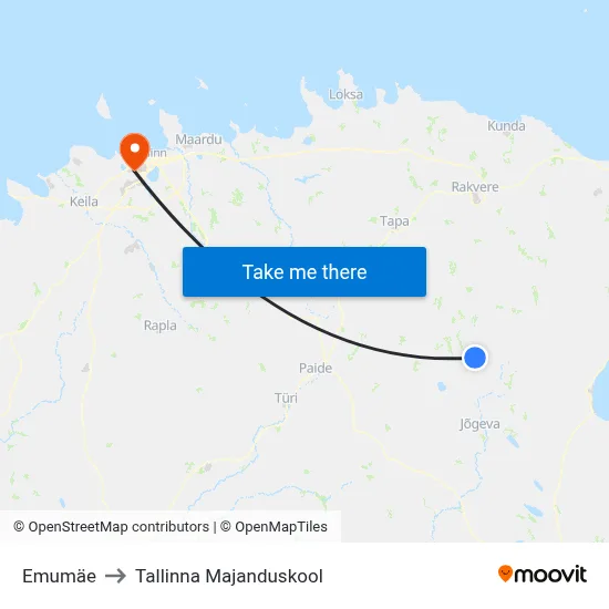 Emumäe to Tallinna Majanduskool map